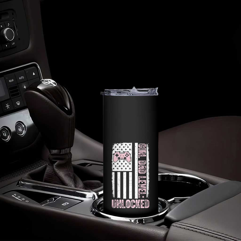 Girl Dad Level Unlocked Skinny Tumbler Funny New Dad