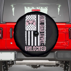 Girl Dad Level Unlocked Spare Tire Cover Funny New Dad
