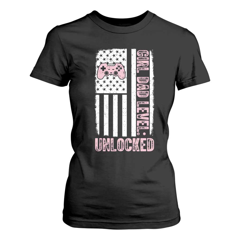 Girl Dad Level Unlocked T Shirt For Women Funny New Dad TS14 Black Print Your Wear