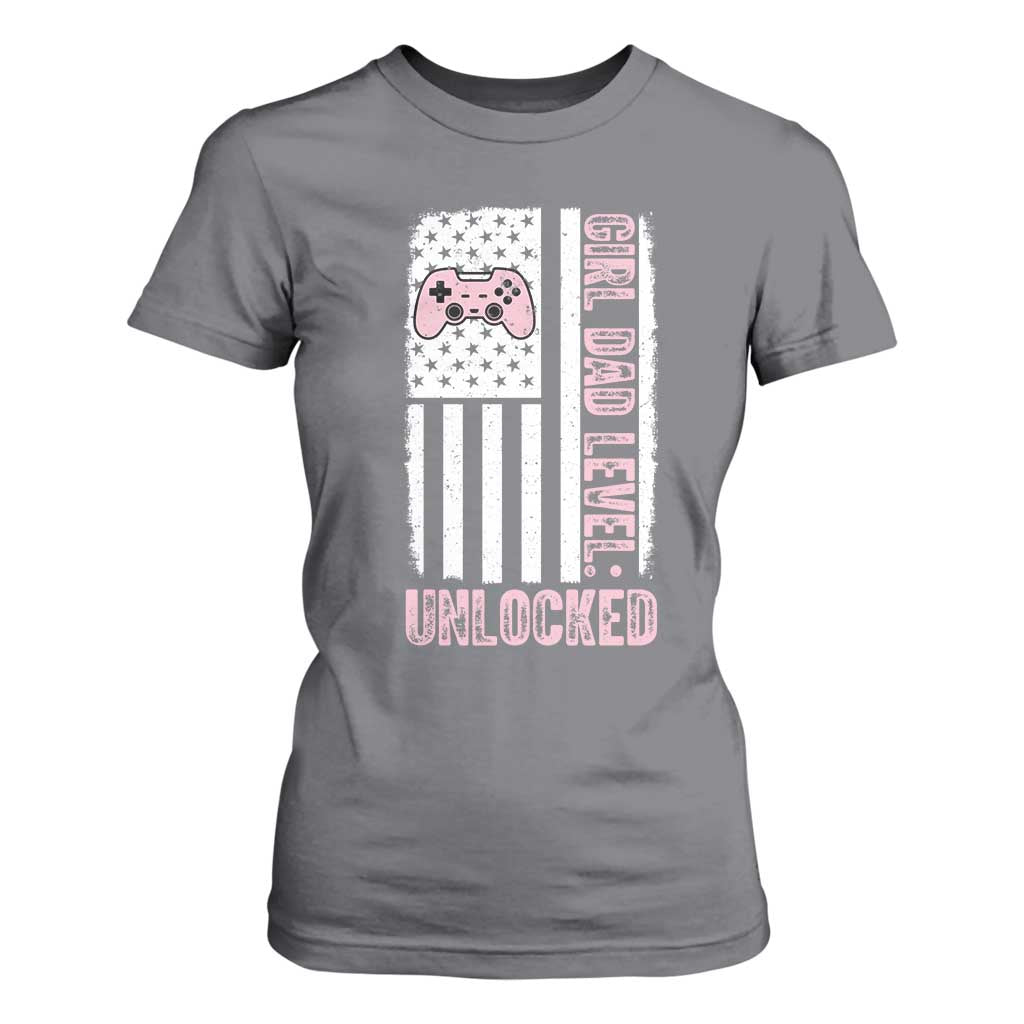 Girl Dad Level Unlocked T Shirt For Women Funny New Dad