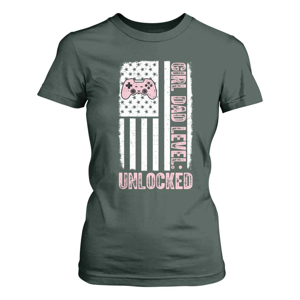 Girl Dad Level Unlocked T Shirt For Women Funny New Dad