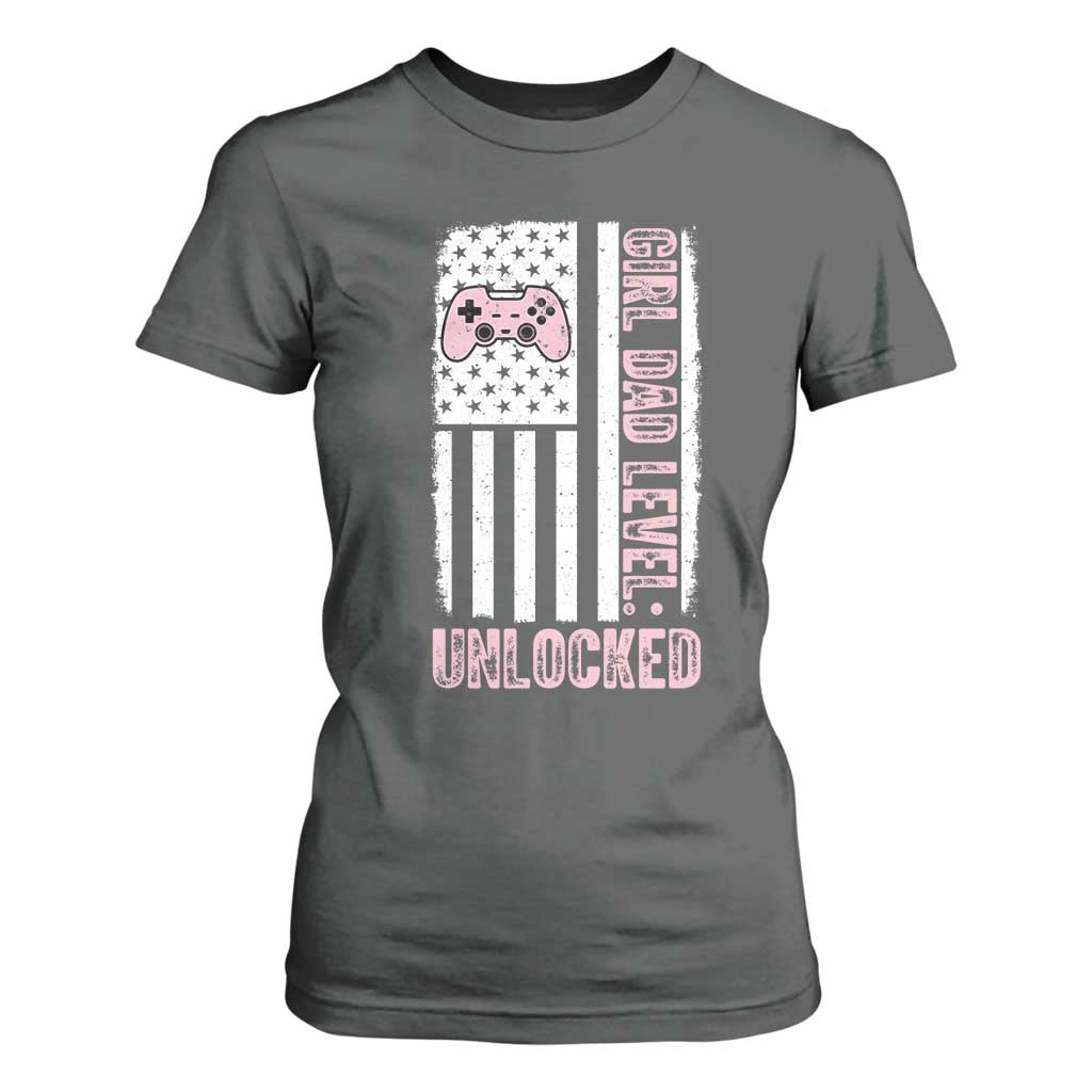 Girl Dad Level Unlocked T Shirt For Women Funny New Dad