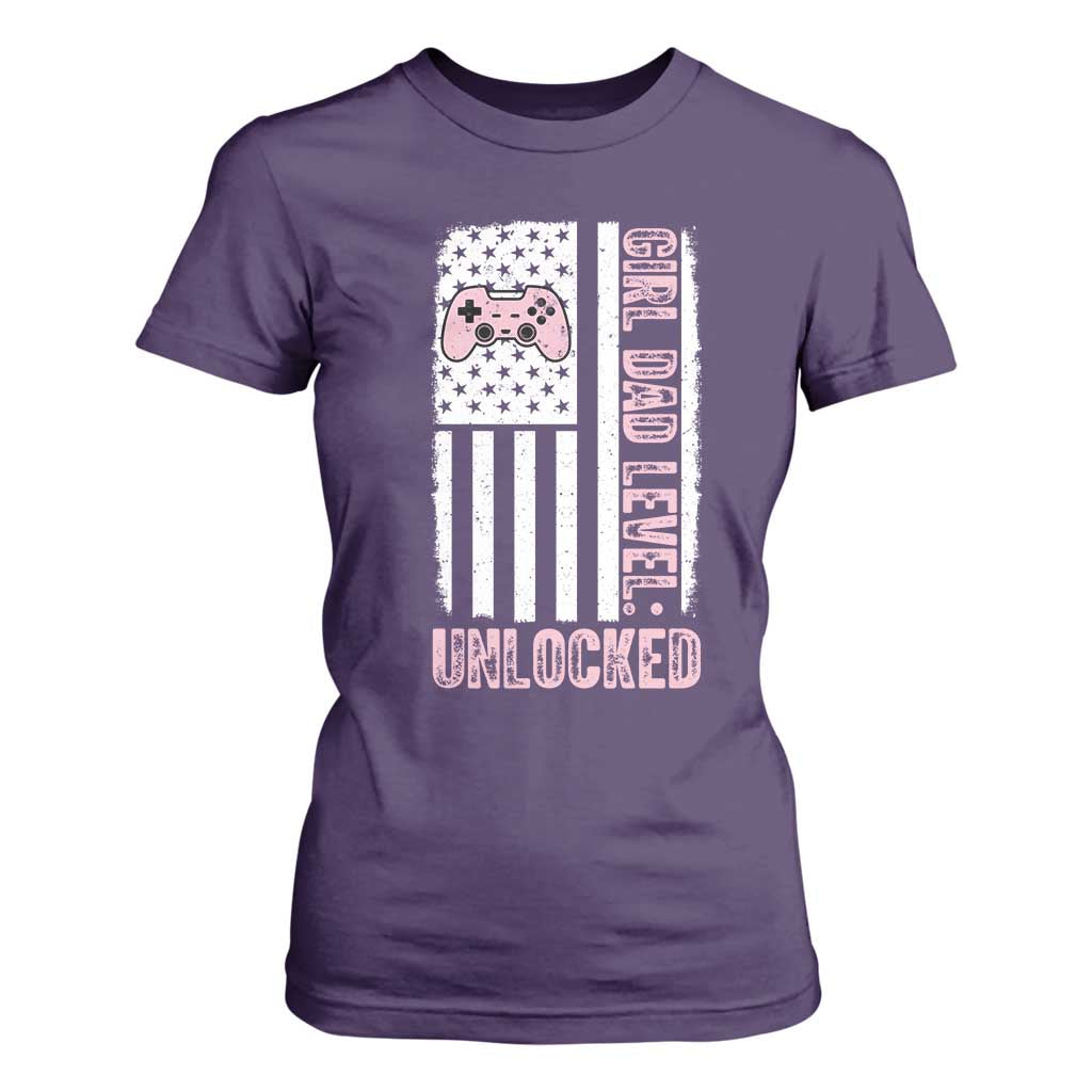 Girl Dad Level Unlocked T Shirt For Women Funny New Dad