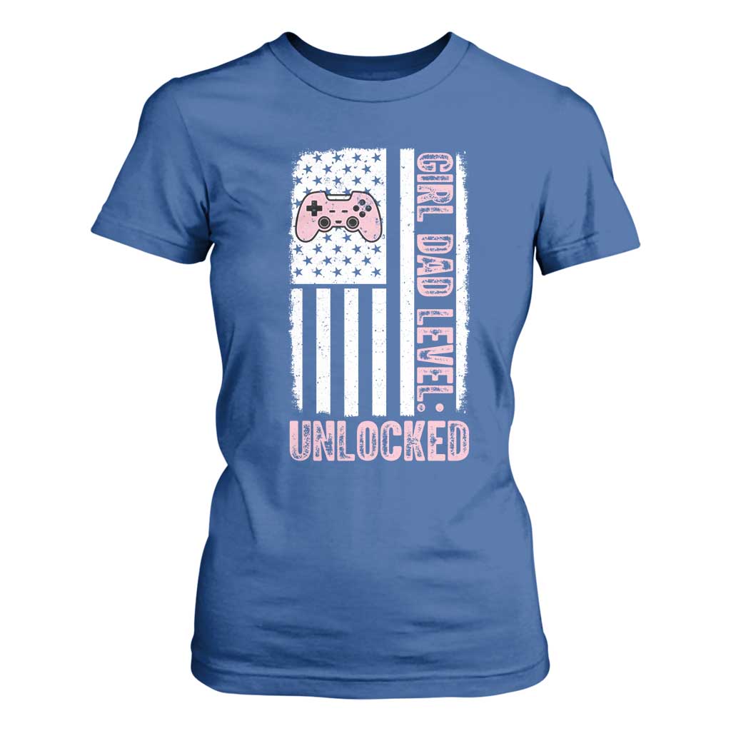 Girl Dad Level Unlocked T Shirt For Women Funny New Dad