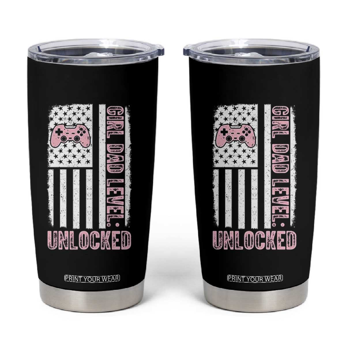 Girl Dad Level Unlocked Tumbler Cup Funny New Dad TS14 Black Print Your Wear