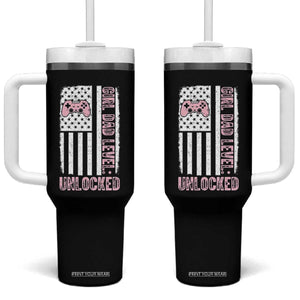 Girl Dad Level Unlocked Tumbler With Handle Funny New Dad
