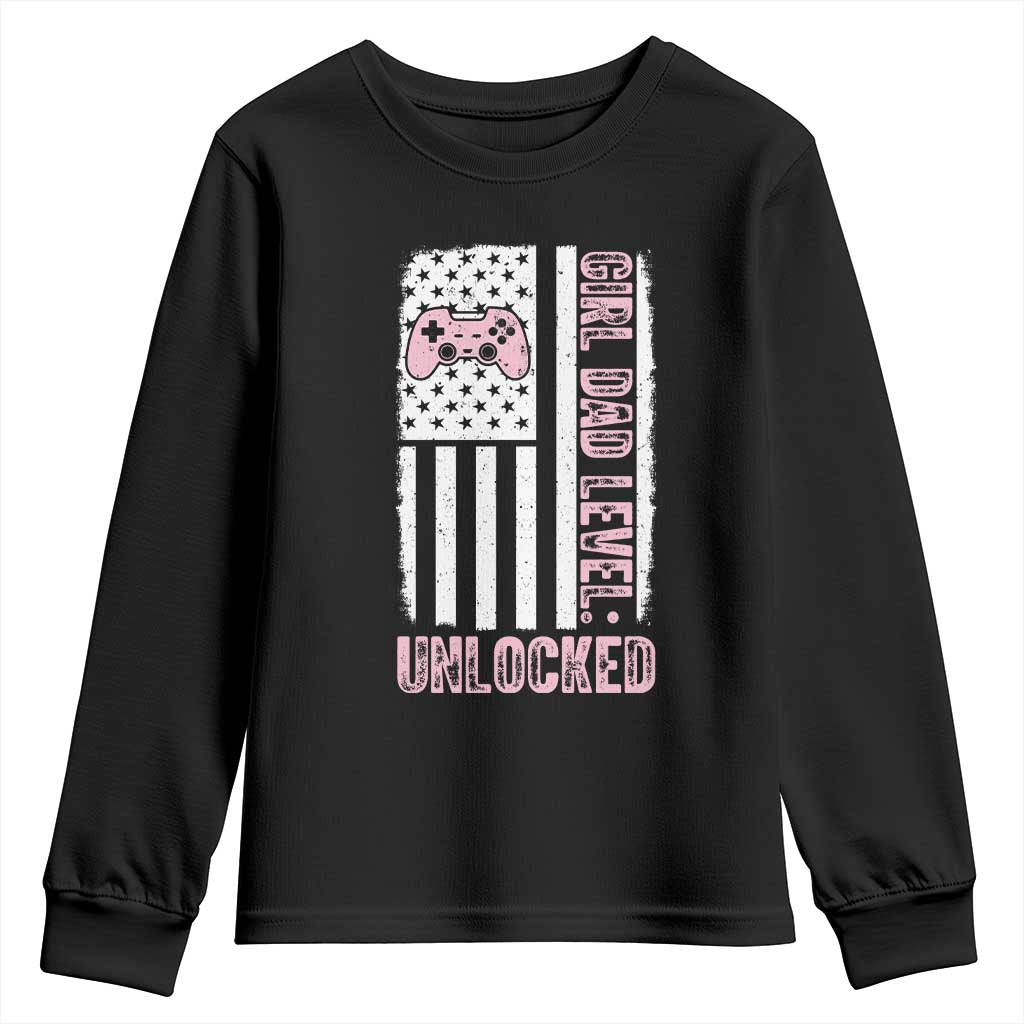 Girl Dad Level Unlocked Youth Sweatshirt Funny New Dad