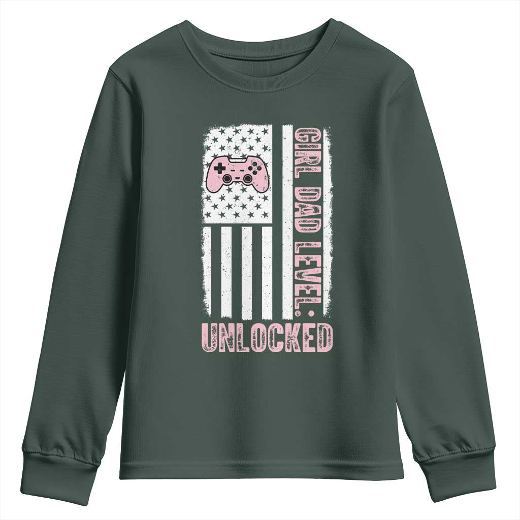 Girl Dad Level Unlocked Youth Sweatshirt Funny New Dad
