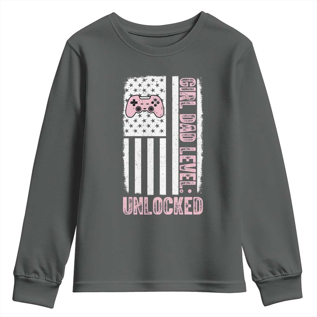 Girl Dad Level Unlocked Youth Sweatshirt Funny New Dad