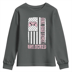 Girl Dad Level Unlocked Youth Sweatshirt Funny New Dad