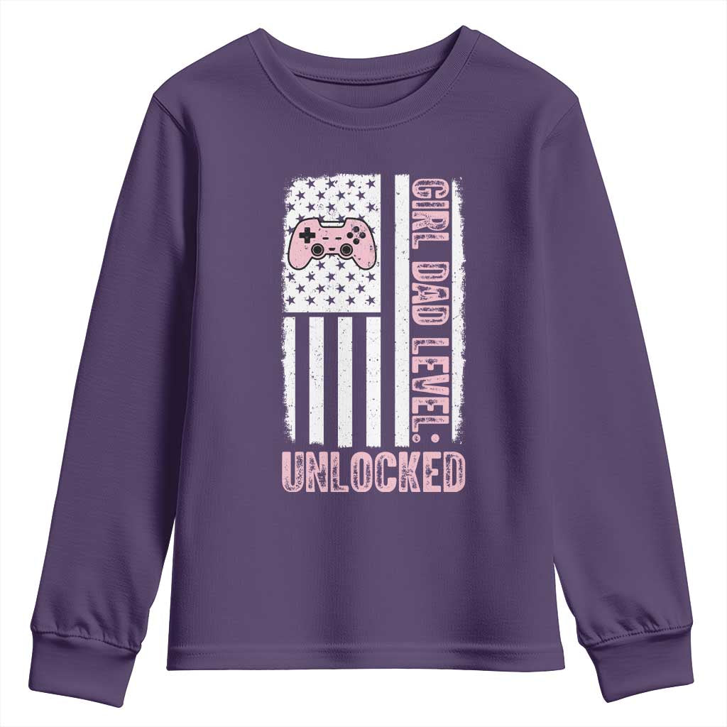 Girl Dad Level Unlocked Youth Sweatshirt Funny New Dad
