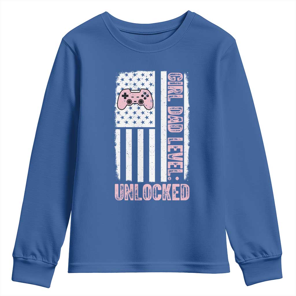 Girl Dad Level Unlocked Youth Sweatshirt Funny New Dad