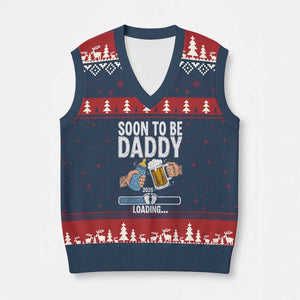 Dad to Be 2026 V-Neck Knit Sweater Vest Promoted To Daddy Beer Lover New Baby Gift