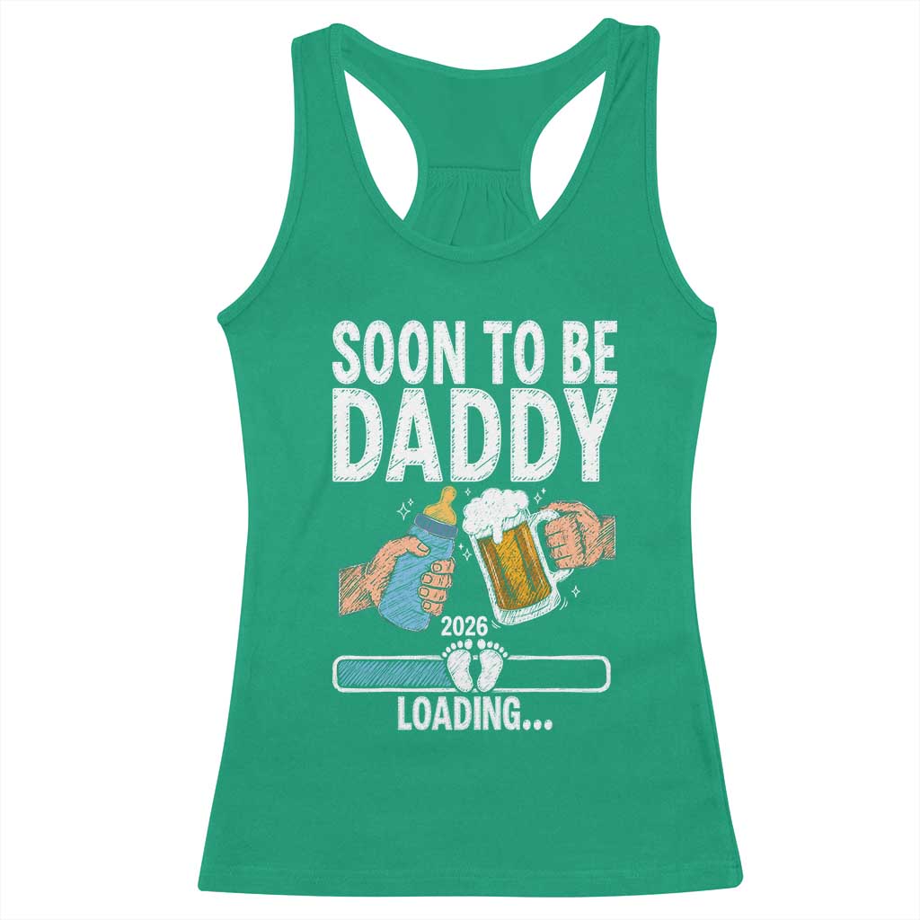 Dad to Be 2026 Racerback Tank Top Promoted To Daddy Beer Lover New Baby Gift