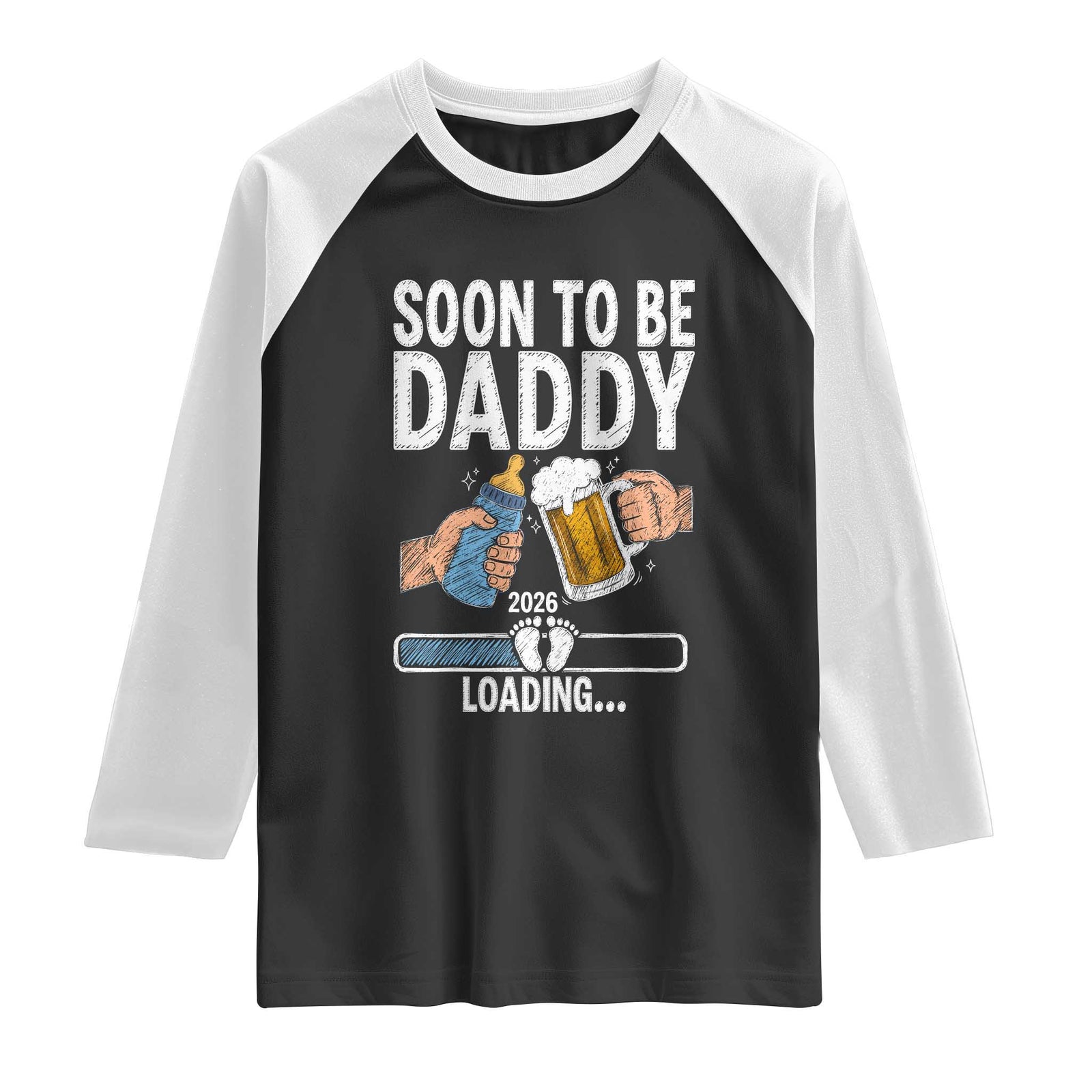 Dad to Be 2026 Raglan Shirt Promoted To Daddy Beer Lover New Baby Gift TS14 Black White Print Your Wear