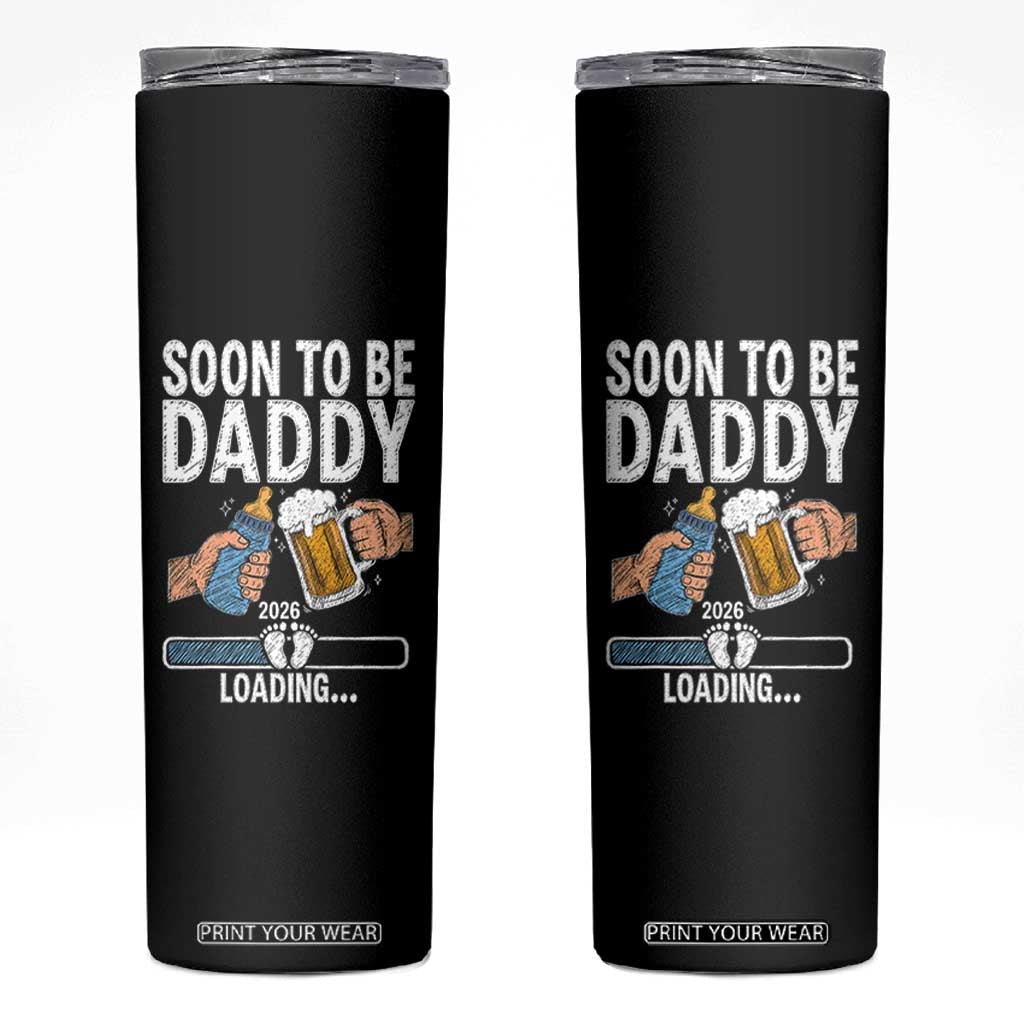 Dad to Be 2026 Skinny Tumbler Promoted To Daddy Beer Lover New Baby Gift TS14 Black Print Your Wear