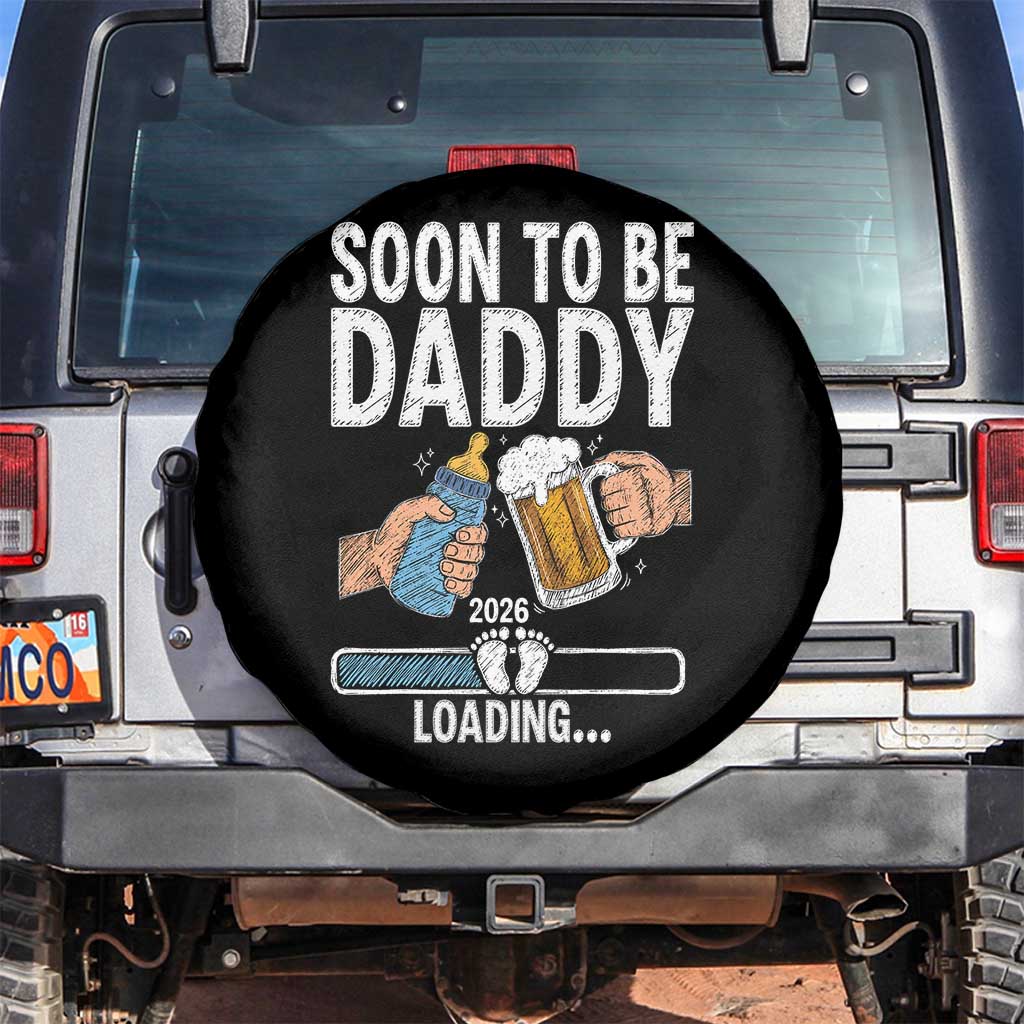Dad to Be 2026 Spare Tire Cover Promoted To Daddy Beer Lover New Baby Gift TS14 No hole Black Print Your Wear