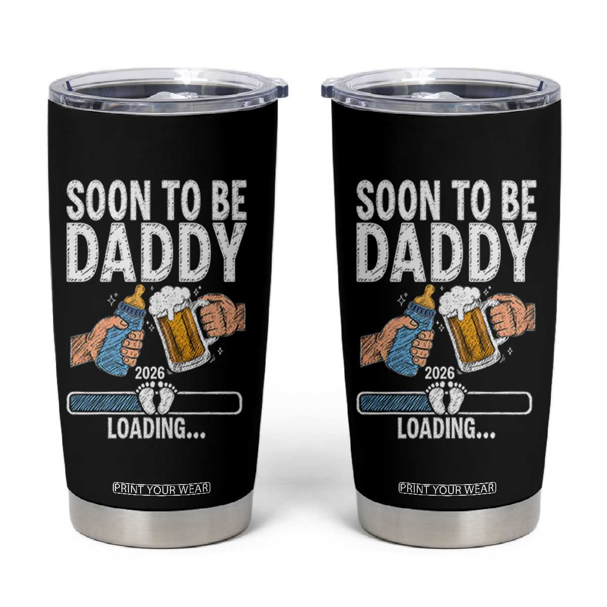 Dad to Be 2026 Tumbler Cup Promoted To Daddy Beer Lover New Baby Gift