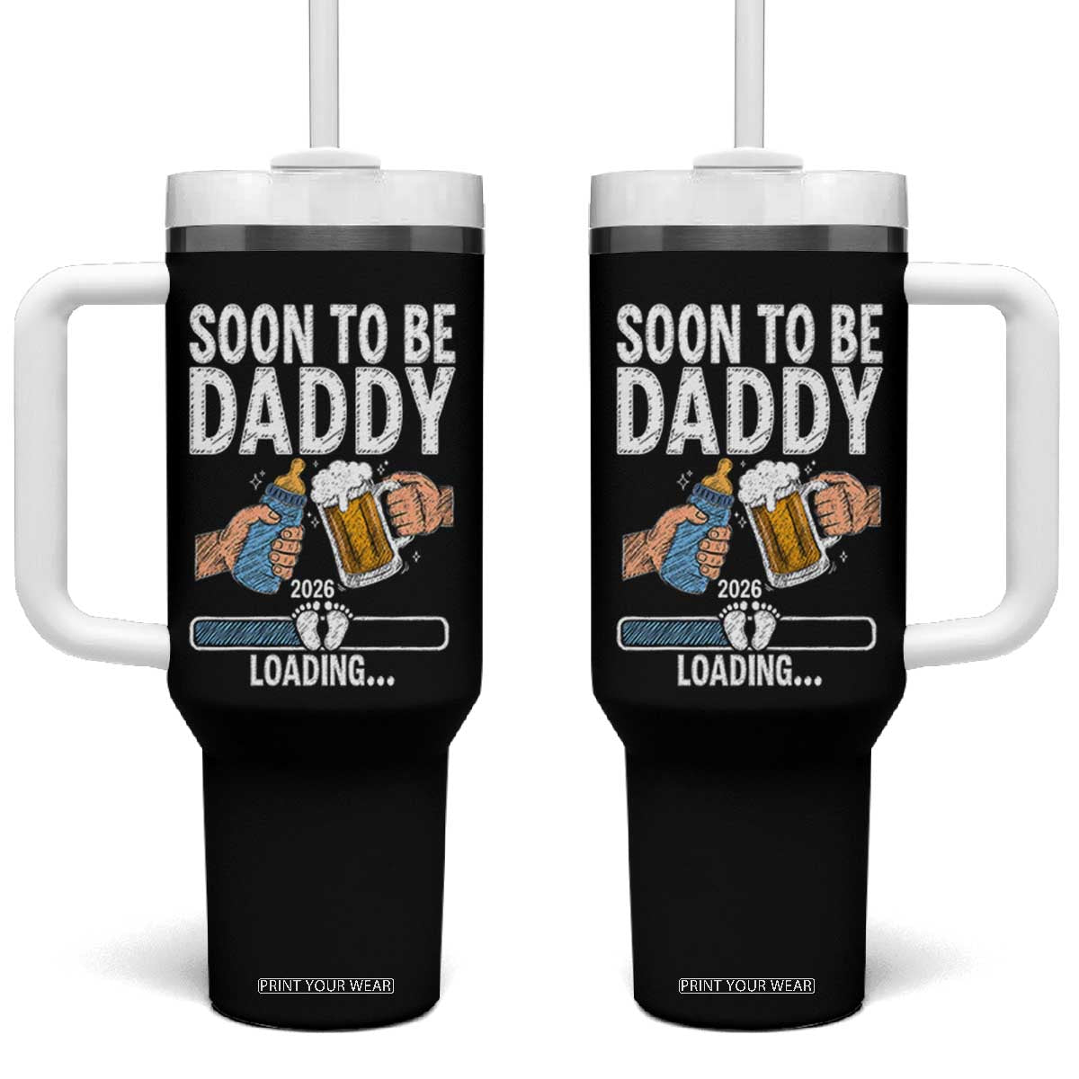 Dad to Be 2026 Tumbler With Handle Promoted To Daddy Beer Lover New Baby Gift