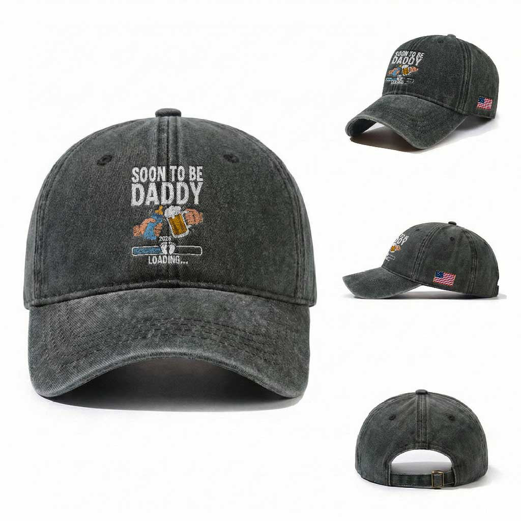 Dad to Be 2026 Washed Cotton Baseball Cap Promoted To Daddy Beer Lover New Baby Gift