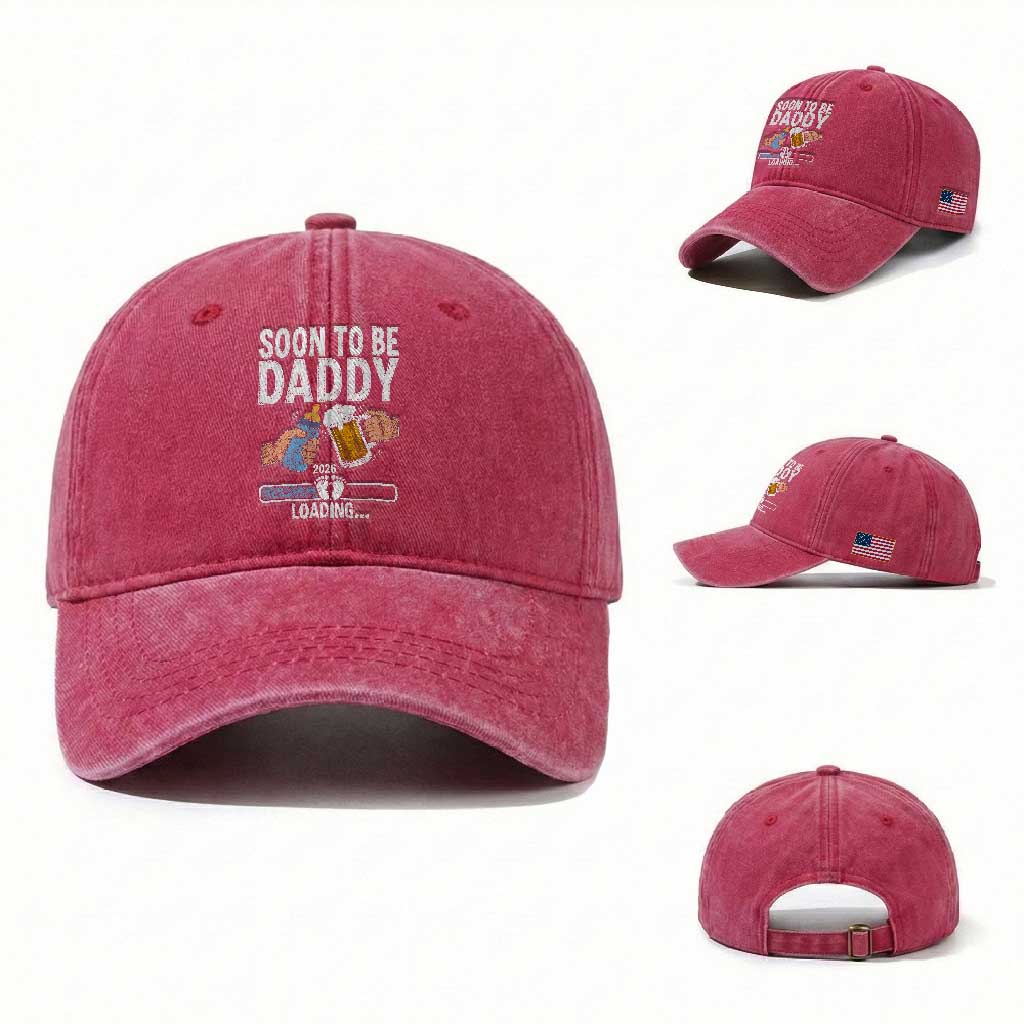 Dad to Be 2026 Washed Cotton Baseball Cap Promoted To Daddy Beer Lover New Baby Gift