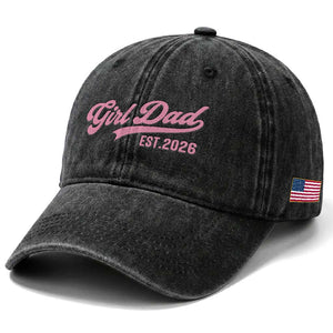 Soon to Be Daddy of Baby Girl 2026 Washed Cotton Baseball Cap Promoted to Daddy New Dad