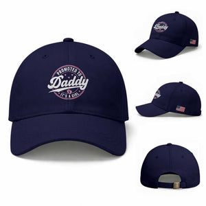 Promoted To Daddy It's A Girl Baseball Cap Funny Pregnancy Reveal