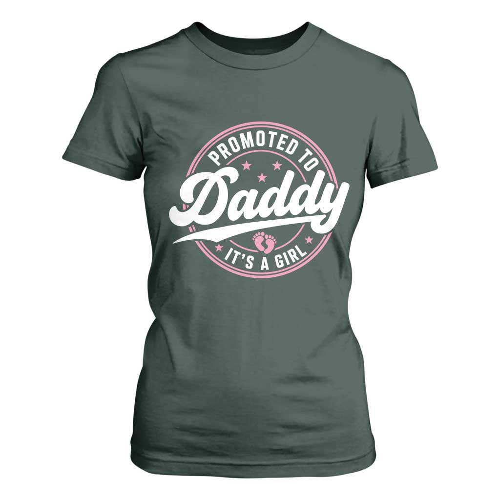 Promoted To Daddy It's A Girl T Shirt For Women Funny Pregnancy Reveal