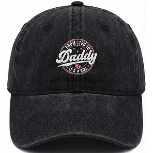 Promoted To Daddy It's A Girl Washed Cotton Baseball Cap Funny Pregnancy Reveal