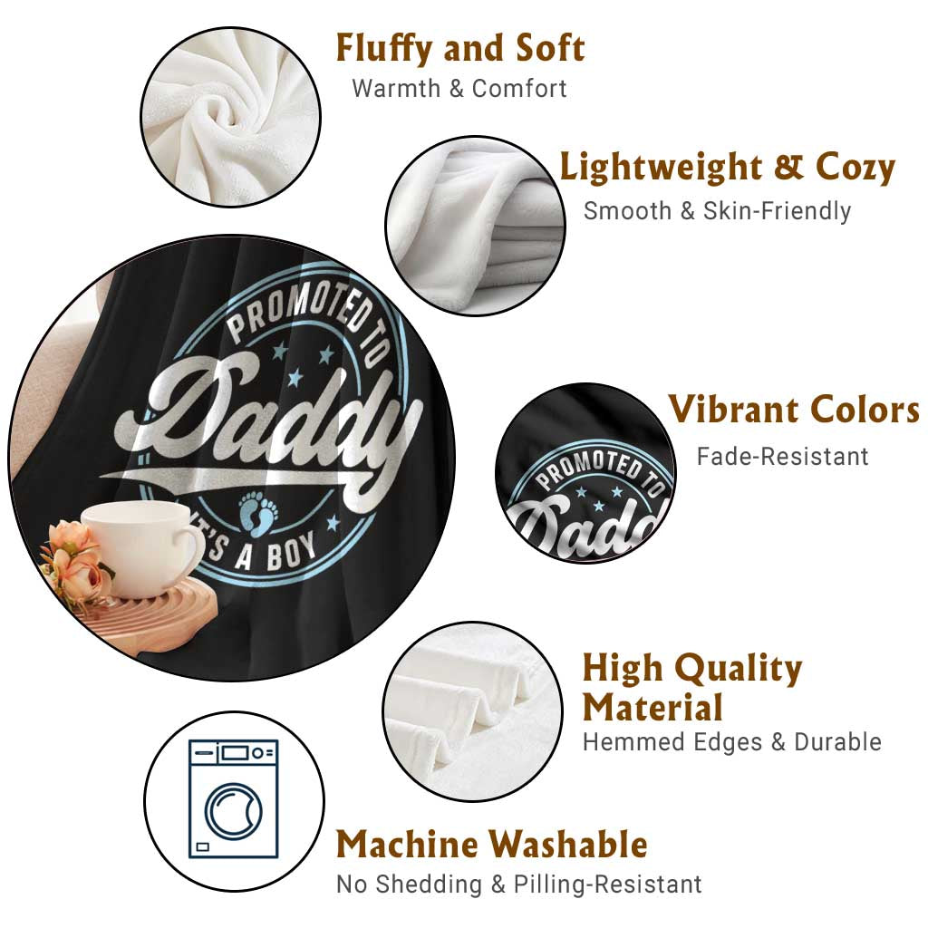Promoted To Daddy It's A Boy Throw Blanket Funny Pregnancy Reveal