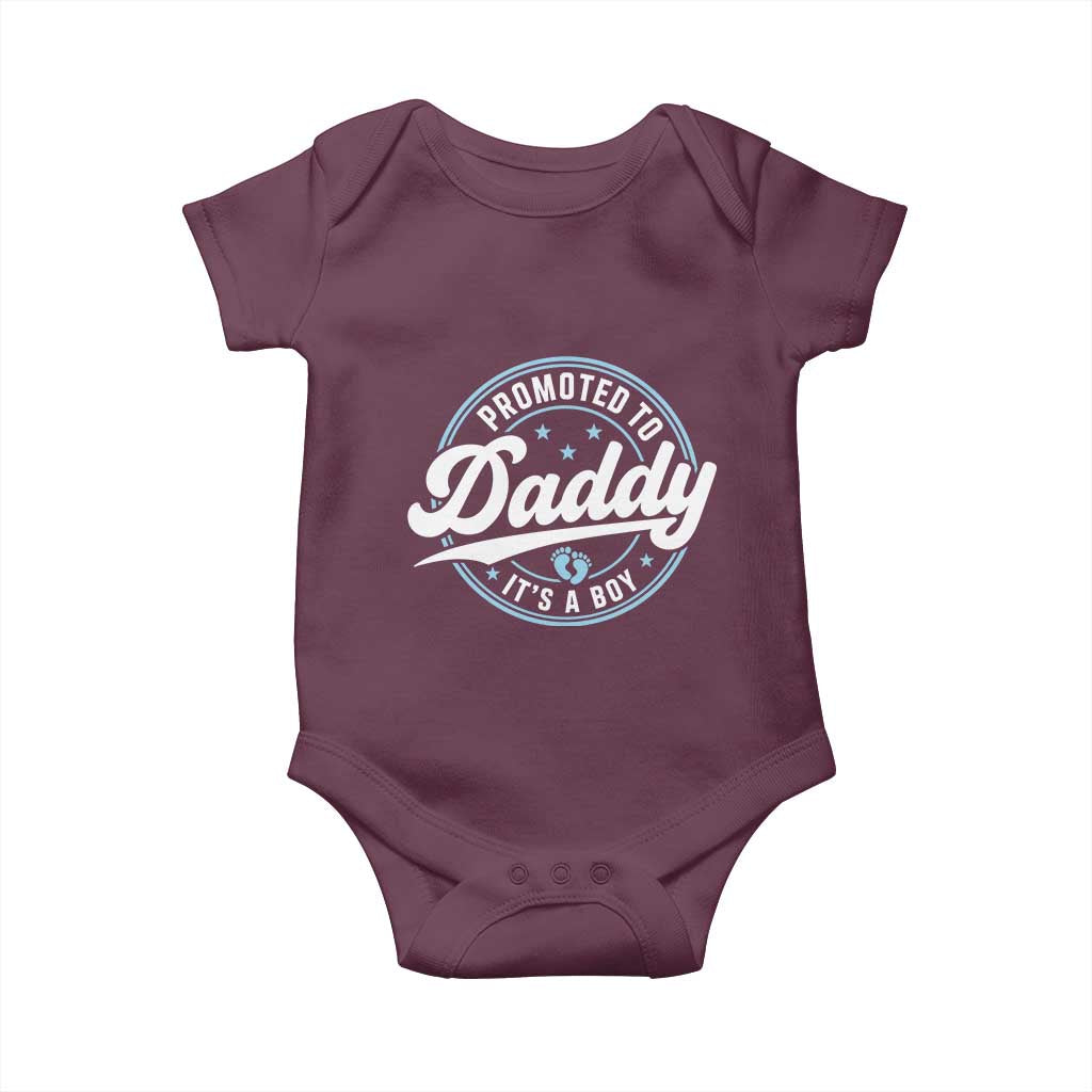 Promoted To Daddy It's A Boy Baby Onesie Funny Pregnancy Reveal
