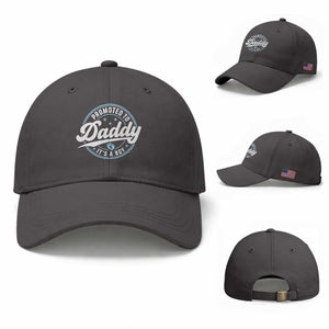 Promoted To Daddy It's A Boy Baseball Cap Funny Pregnancy Reveal