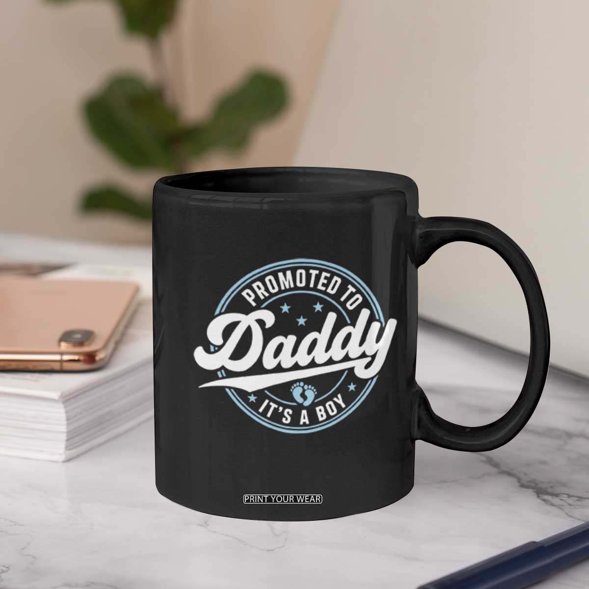 Promoted To Daddy It's A Boy Coffee Mug Funny Pregnancy Reveal