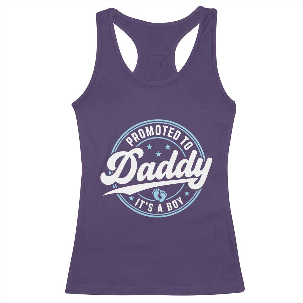 Promoted To Daddy It's A Boy Racerback Tank Top Funny Pregnancy Reveal