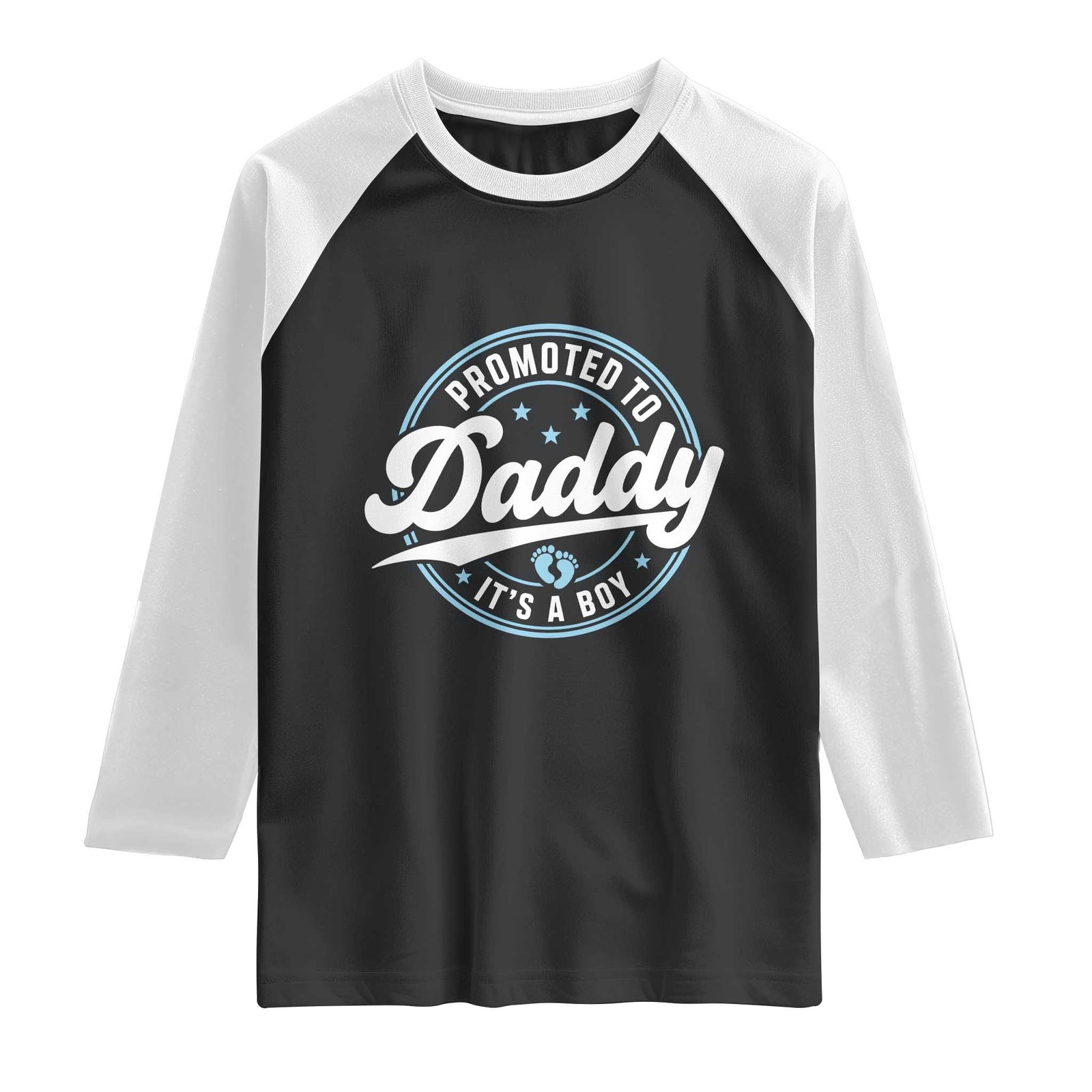 Promoted To Daddy It's A Boy Raglan Shirt Funny Pregnancy Reveal TS14 Black White Print Your Wear