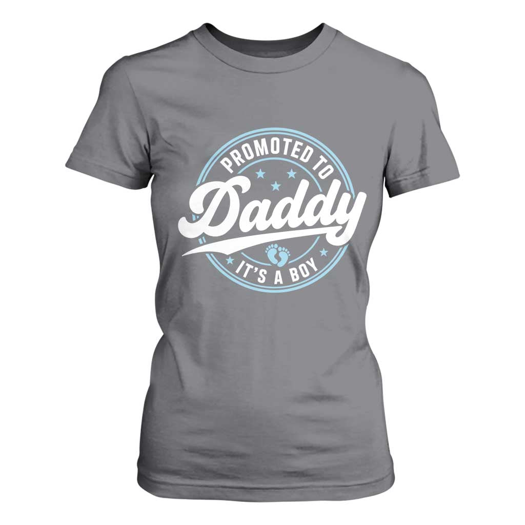 Promoted To Daddy It's A Boy T Shirt For Women Funny Pregnancy Reveal