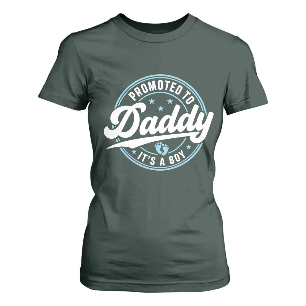 Promoted To Daddy It's A Boy T Shirt For Women Funny Pregnancy Reveal