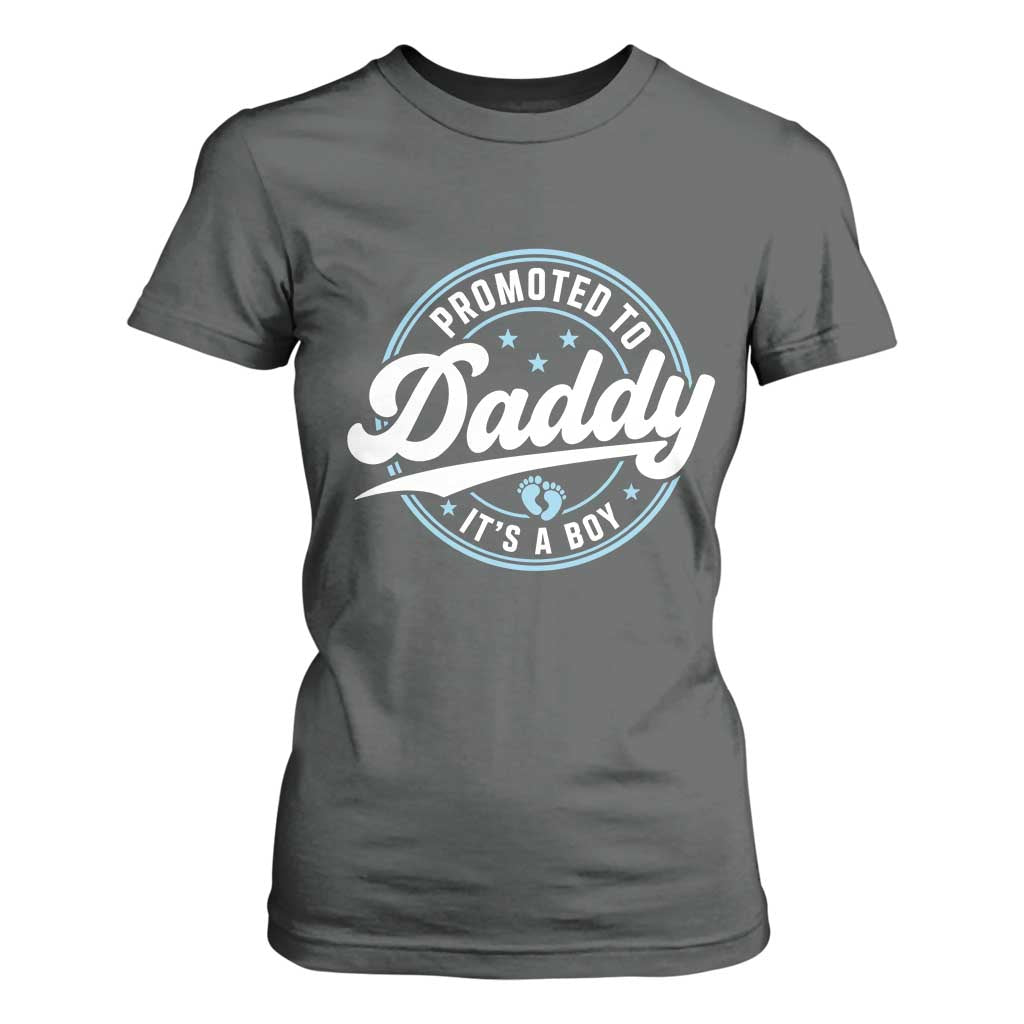 Promoted To Daddy It's A Boy T Shirt For Women Funny Pregnancy Reveal