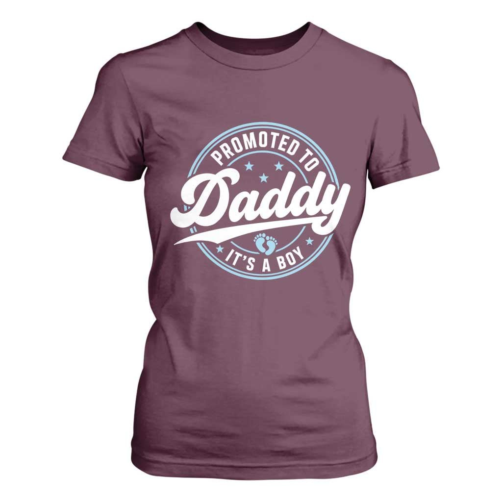 Promoted To Daddy It's A Boy T Shirt For Women Funny Pregnancy Reveal