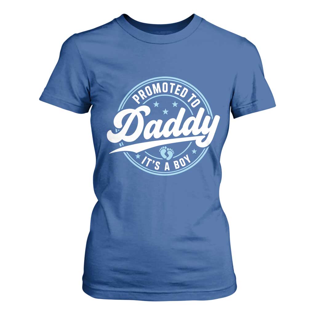 Promoted To Daddy It's A Boy T Shirt For Women Funny Pregnancy Reveal