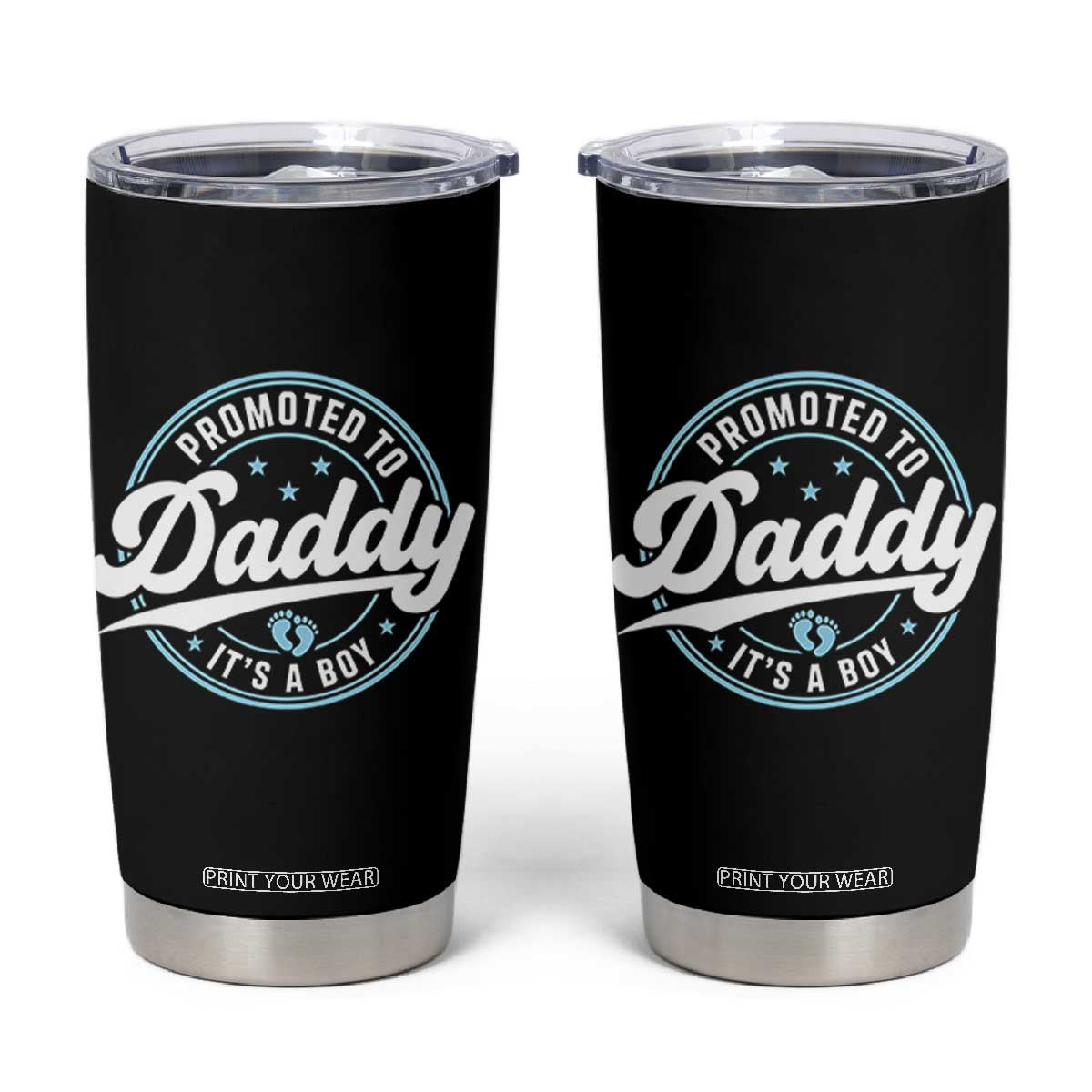 Promoted To Daddy It's A Boy Tumbler Cup Funny Pregnancy Reveal TS14 Black Print Your Wear