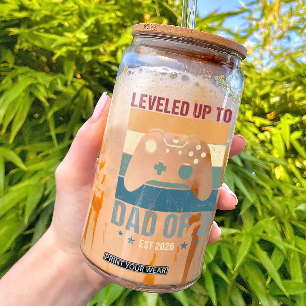 Dad Level Unlocked Glass Can Funny New Dad Gaming Father's Day Gift TS14 Black Print Your Wear