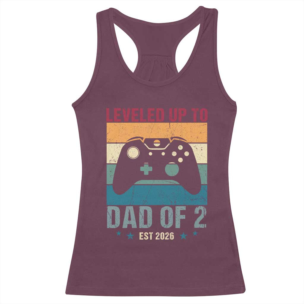 Dad Level Unlocked Racerback Tank Top Funny New Dad Gaming Father's Day Gift TS14 Maroon Print Your Wear