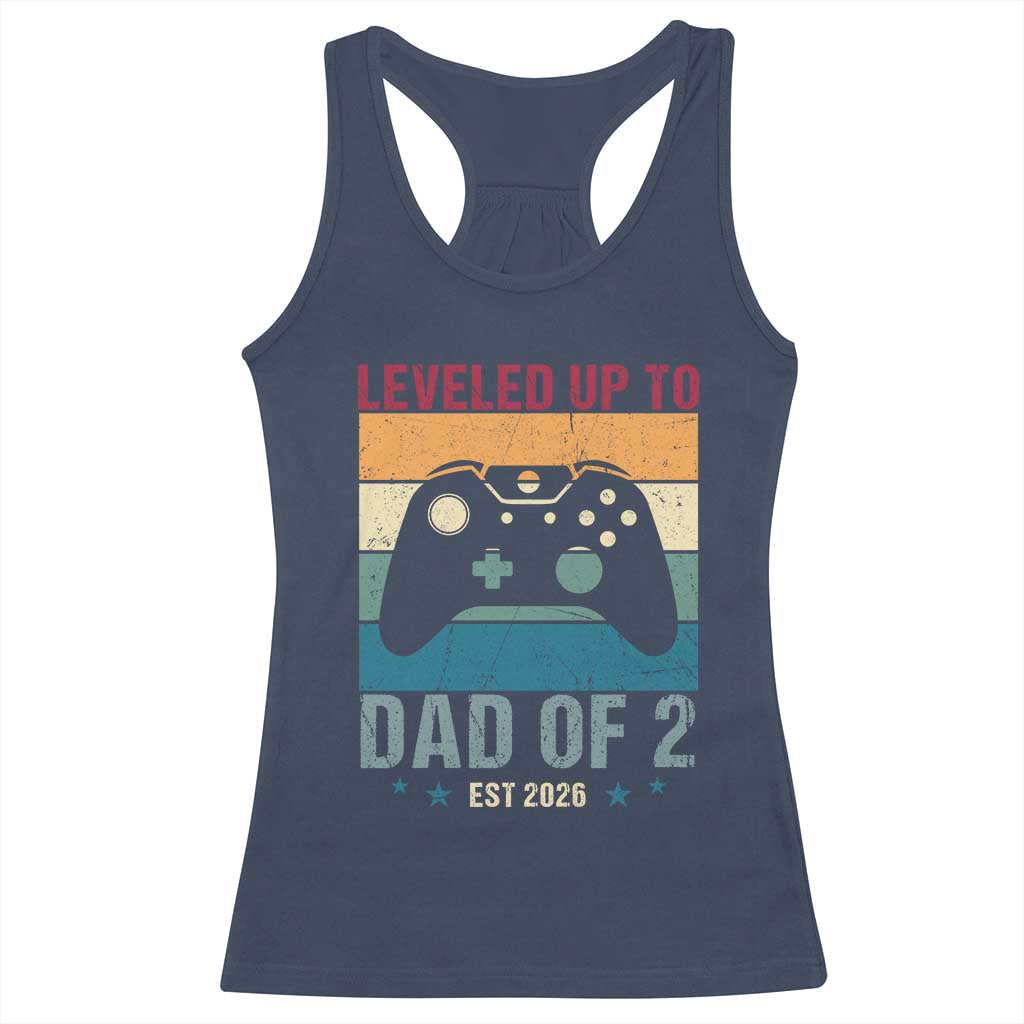 Dad Level Unlocked Racerback Tank Top Funny New Dad Gaming Father's Day Gift TS14 Navy Print Your Wear