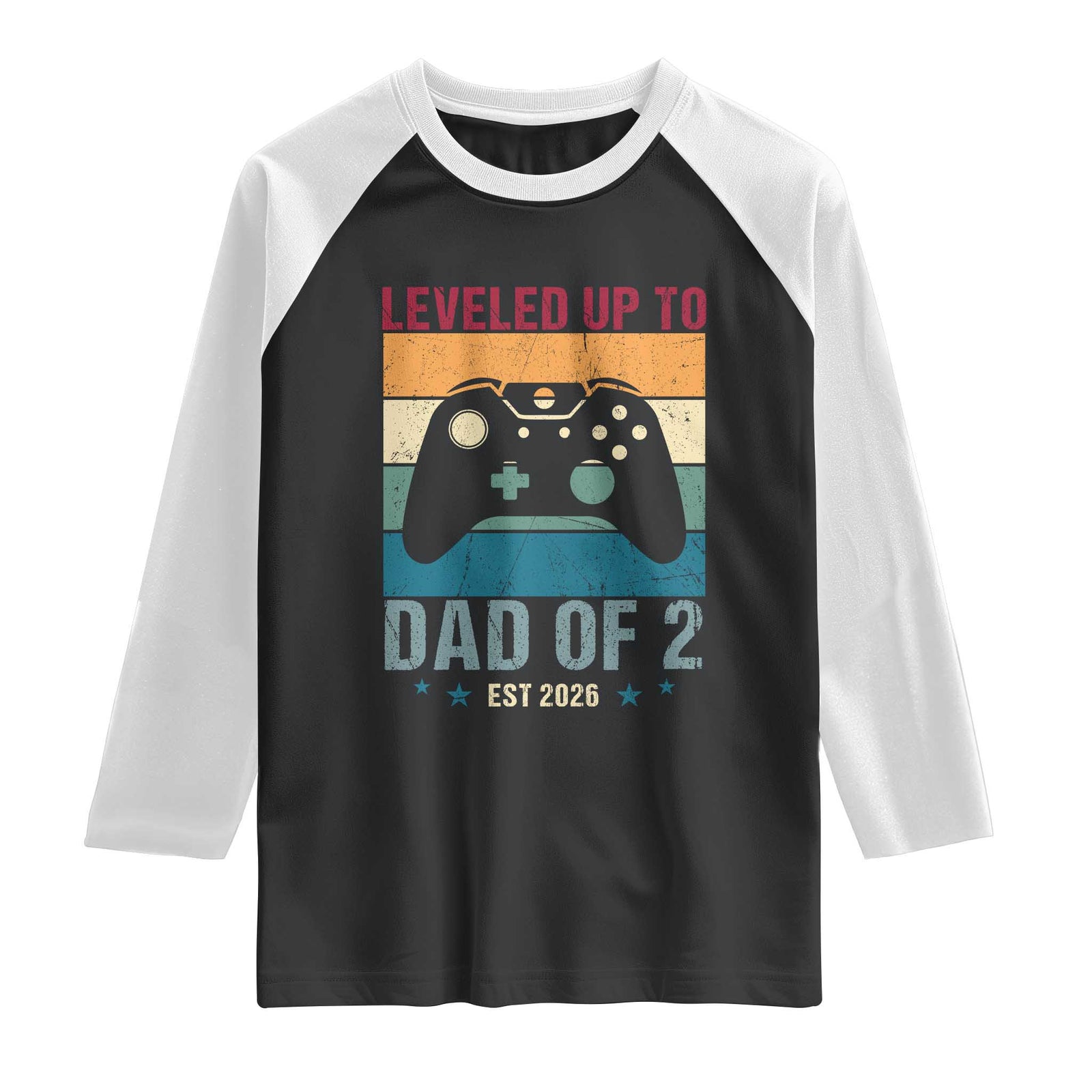 Dad Level Unlocked Raglan Shirt Funny New Dad Gaming Father's Day Gift TS14 Black White Print Your Wear
