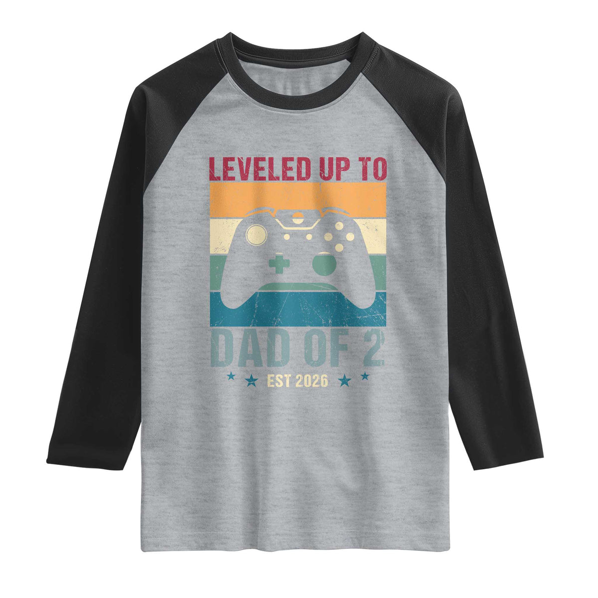 Dad Level Unlocked Raglan Shirt Funny New Dad Gaming Father's Day Gift TS14 Heather Gray Black Print Your Wear