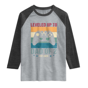 Dad Level Unlocked Raglan Shirt Funny New Dad Gaming Father's Day Gift TS14 Heather Gray Heather Charcoal Print Your Wear