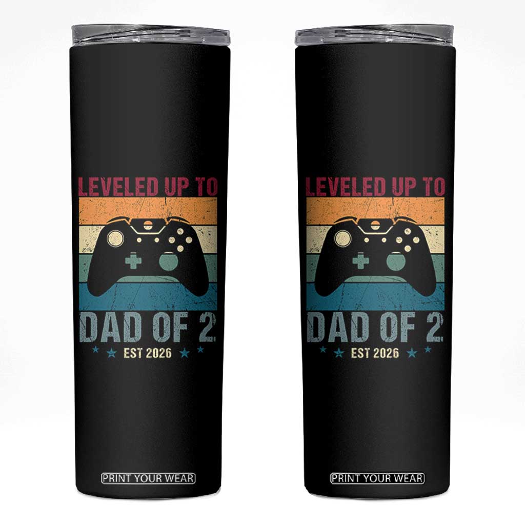 Dad Level Unlocked Skinny Tumbler Funny New Dad Gaming Father's Day Gift TS14 Black Print Your Wear