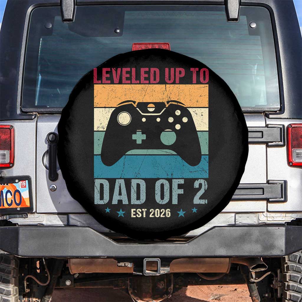 Dad Level Unlocked Spare Tire Cover Funny New Dad Gaming Father's Day Gift TS14 No hole Black Print Your Wear