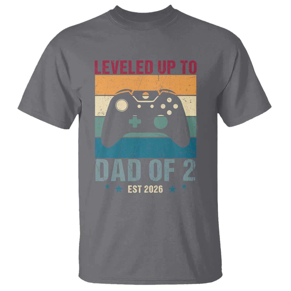 Dad Level Unlocked T Shirt Funny New Dad Gaming Father's Day Gift TS14 Charcoal Print Your Wear